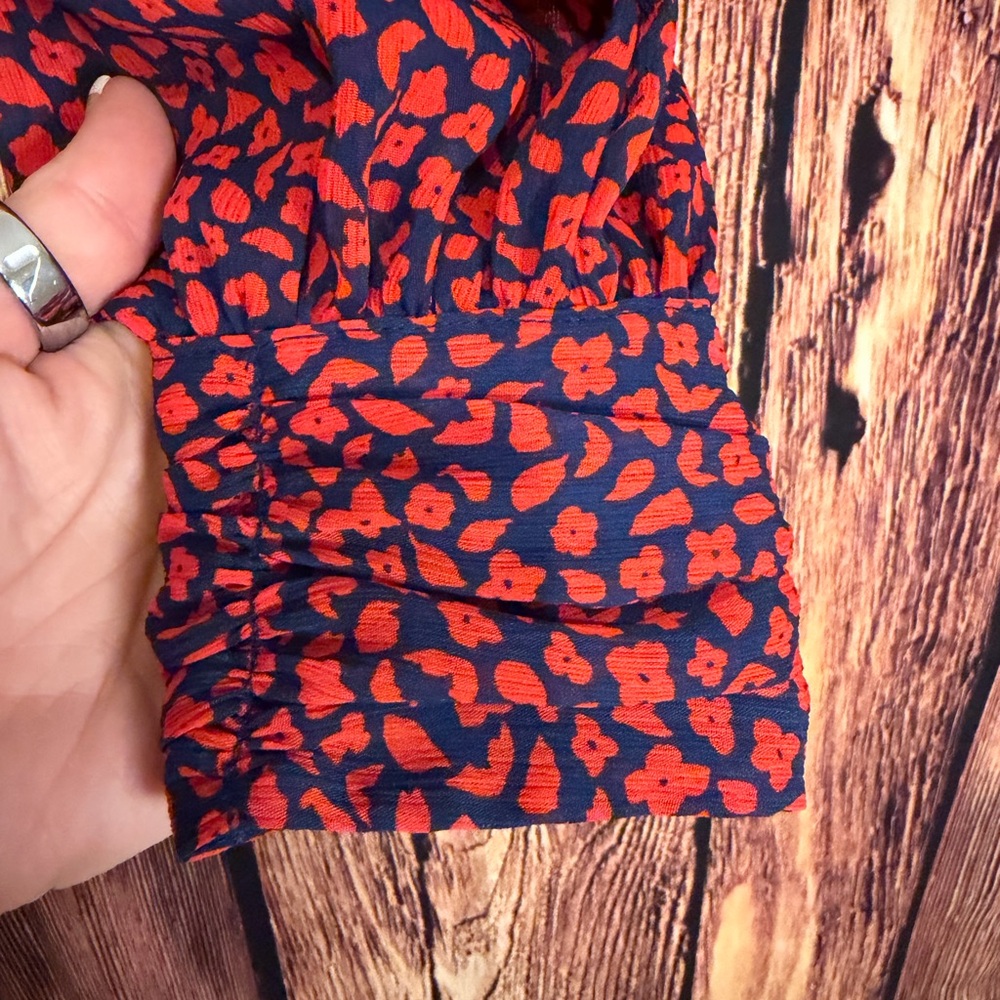 Dynamite Red and Blue Patterned Blouse - Picture 4 of 7